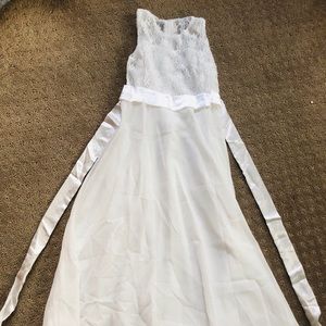 Beautiful White Floor length Dress, Size 7- 8 year